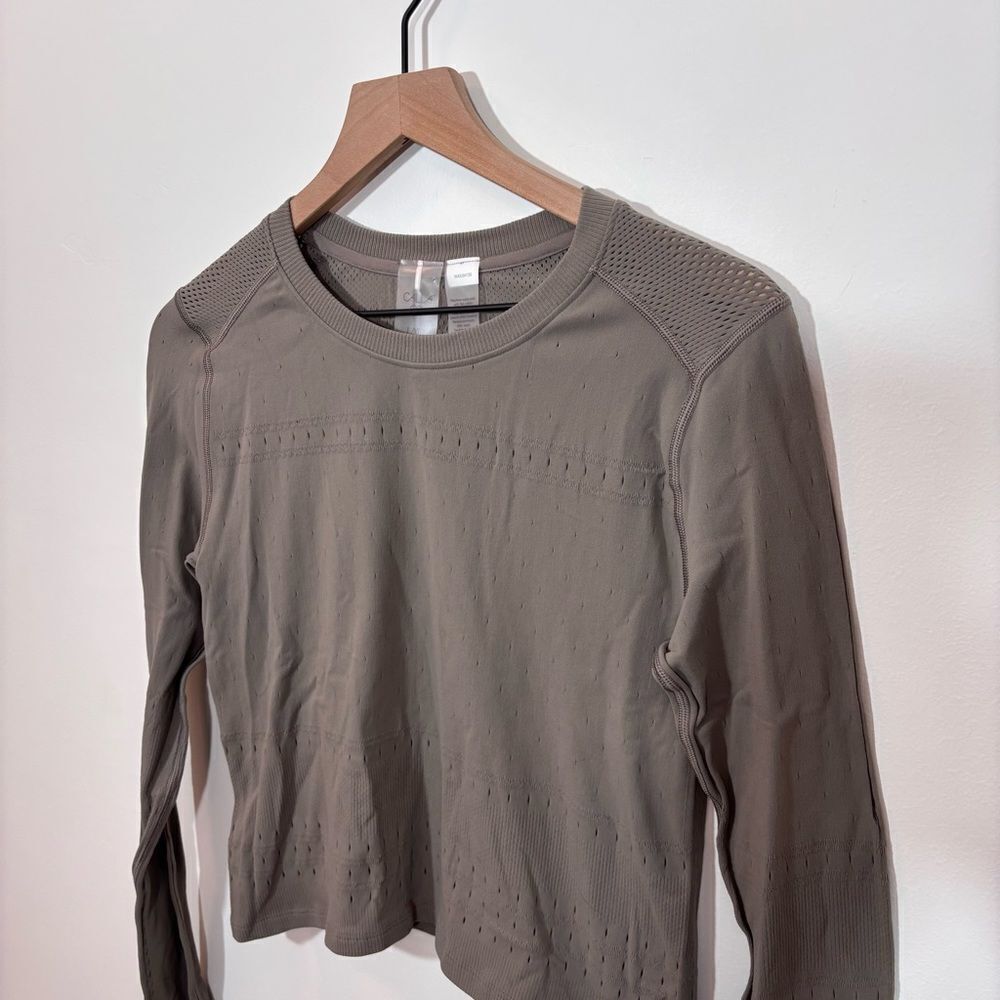 CALIA Women's Pointelle Seamless Long Sleeve T-Shirt Dark Grey NEW L/XL - Picture 6 of 14